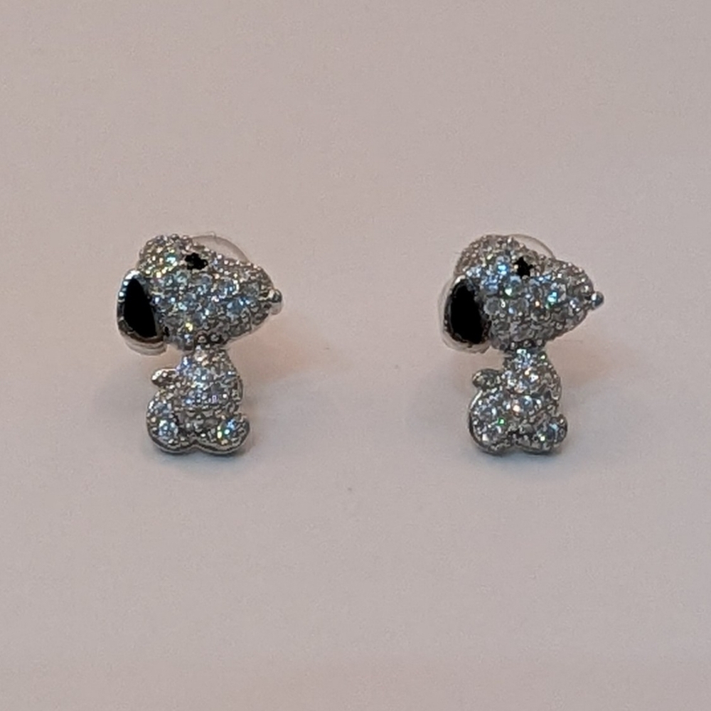 Snoopy Stud Earrings Silver Charlie Brown - Picture 6 of 6